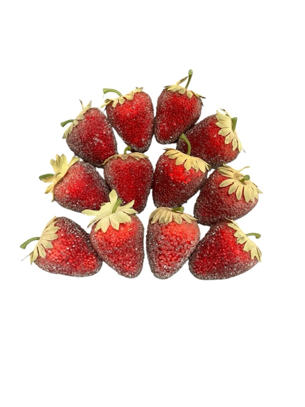 Vintage Strawberries Sugar Beaded Fruit Lot of 12 Faux Strawberry Decor Table